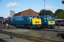Like a scene from Swindon 50 years previously - two Class 52 'Westerns' parked at Kidderminster