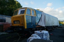 A Class 35 'Hymek' undergoing restoration at Kidderminster depot, and looking better with every visit.